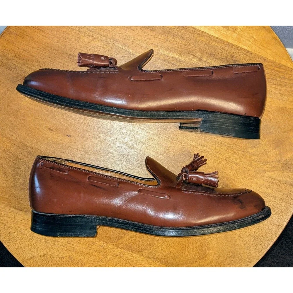 Alden New England Men's 8.5 B/D 560 Tassel Brown Loafers Calfskin Dress Shoes